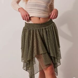 Free People All Season Half Slip Skirt in Ivy League Army Green Size XS
